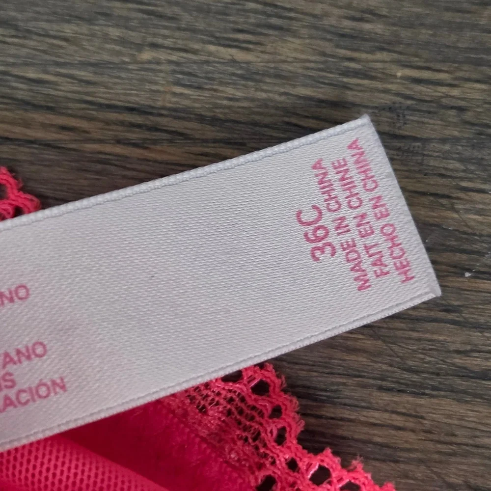 Victoria's Secret Women's 36C Lace Bustier Corset Garter Sheer Hot Pink Barbie